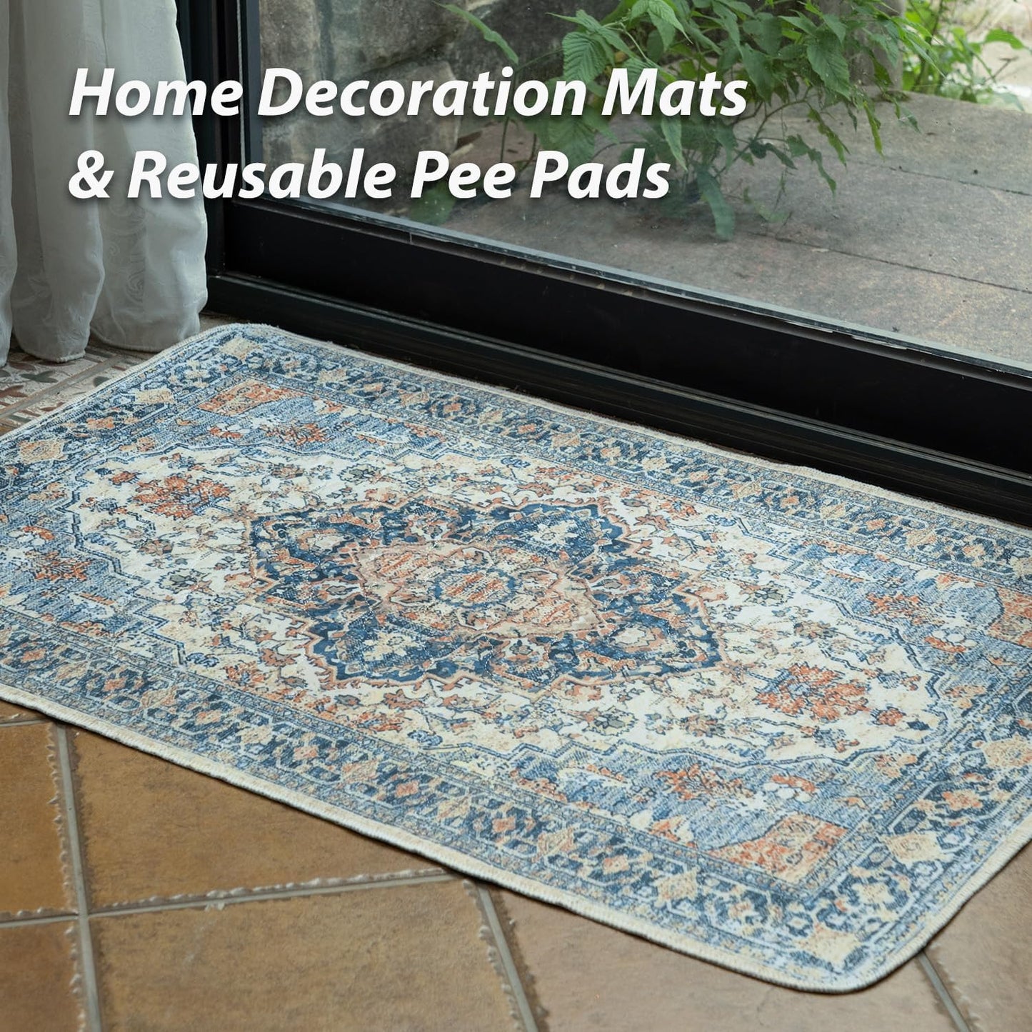 nunubaby Washable Pee Pads for Dogs, Stylish, Non-Slip and Leak-Proof Pee Pads. Reusable Potty Pads for Dogs for Crates and Floors.(Beige/Multi, 72" x72")