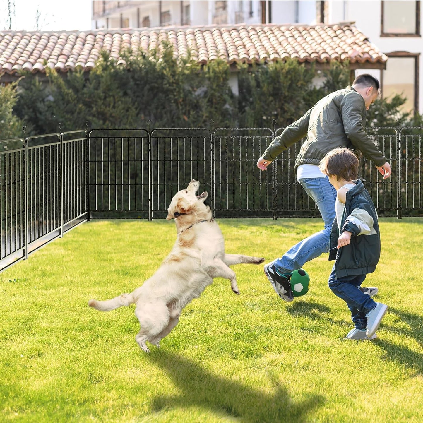 Dog Playpen Outdoor 16 Panels Heavy Duty Dog Fence 40" Height with Thick Pipe Anti-Rust with Doors Portable for RV Camping Yard, Total 36FT, 103 Sq.ft, Snowy Black