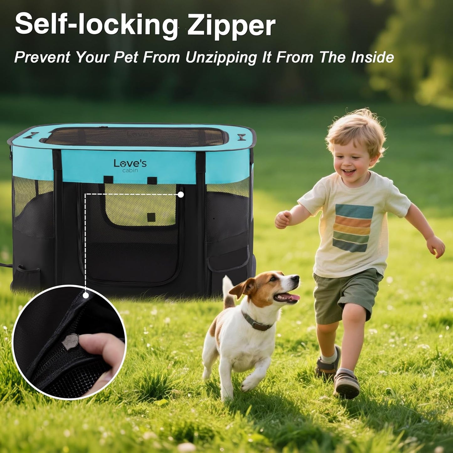 Love's cabin Pet Puppy Dog Playpen, Small Dog Tent Crates Cage Indoor/Outdoor, Portable Exercise Playpen for Dog and Cat, Foldable Pop Up Dog Kennel Playpen with Carring Case (S, Green)