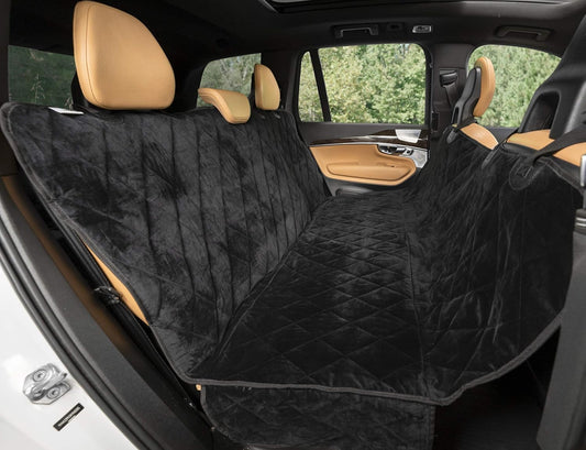Plush Paws Products Velvet Rear Car Seat Protector w/Hammock | Washable & Waterproof Back Seat Dog Cover for Car, Truck, & SUV | Nonslip, Tear Resistant Pet Seat Cover | X-Large Charcoal