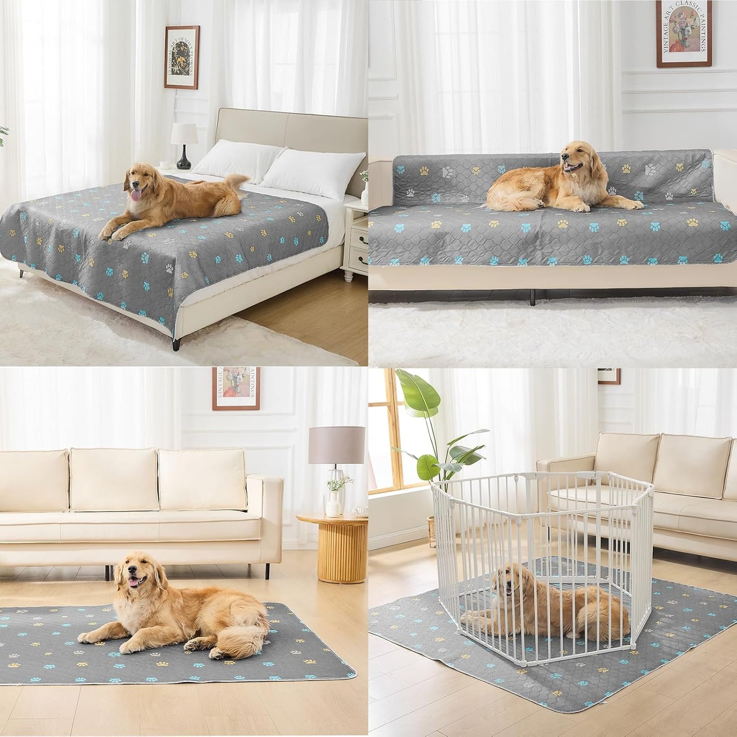 Aitmexcn Washable Puppy Dog Pee Pad, 2PCS 100% Waterproof Whelping Training Mat for Puppy/Senior Dog, Fast Drying Reusable Puppy Pads for Indoor, Outdoor and Car Travel- 32x36'' Llight Gray