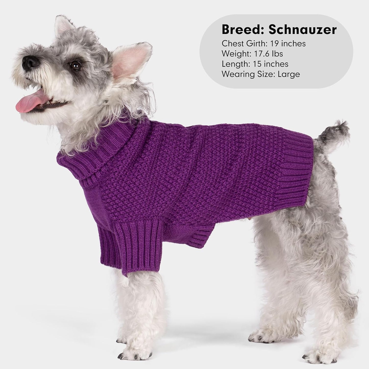 cyeollo Dog Sweater Pullover Turtleneck for Large Dogs, Classic Knitwear Fall Winter Cold Weather Dog Clothes Warm Pet Apparel Large Big Dogs Sweaters, Purple 3XL