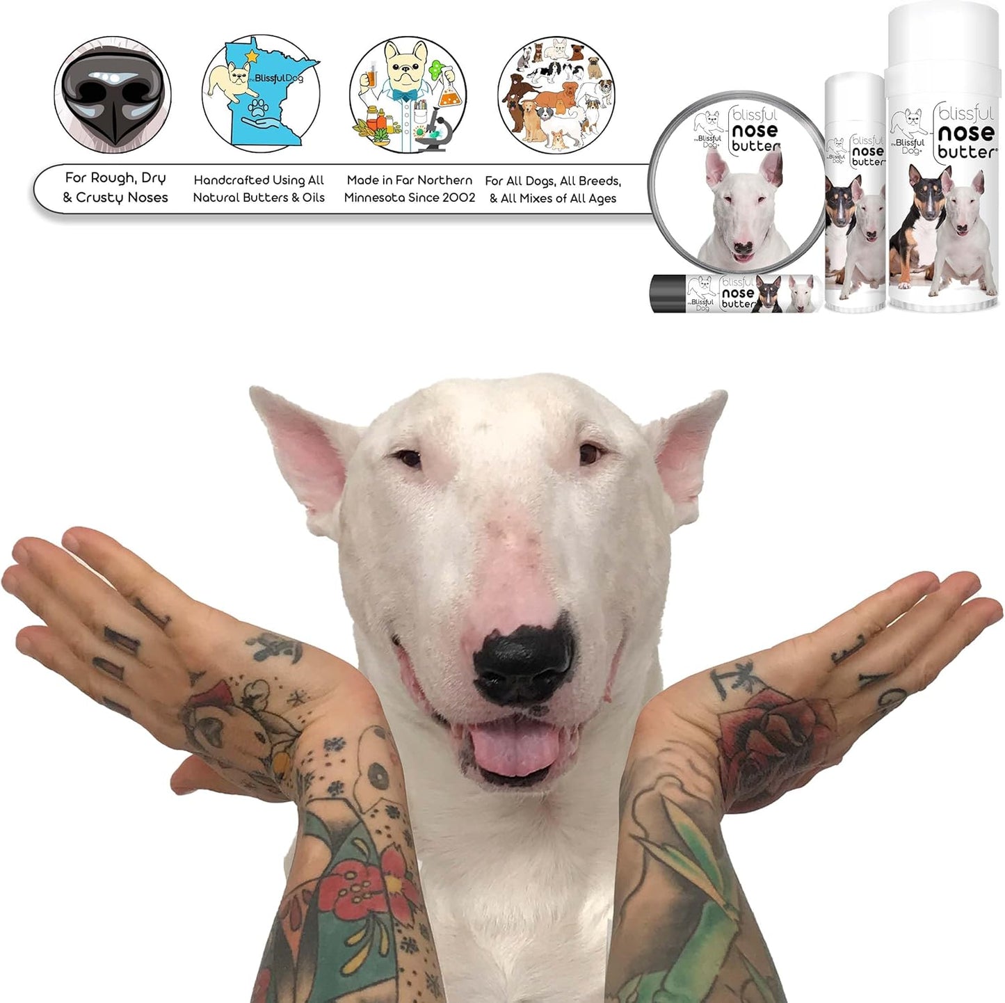 The Blissful Dog Bull Terrier Unscented Nose Butter, 1 oz