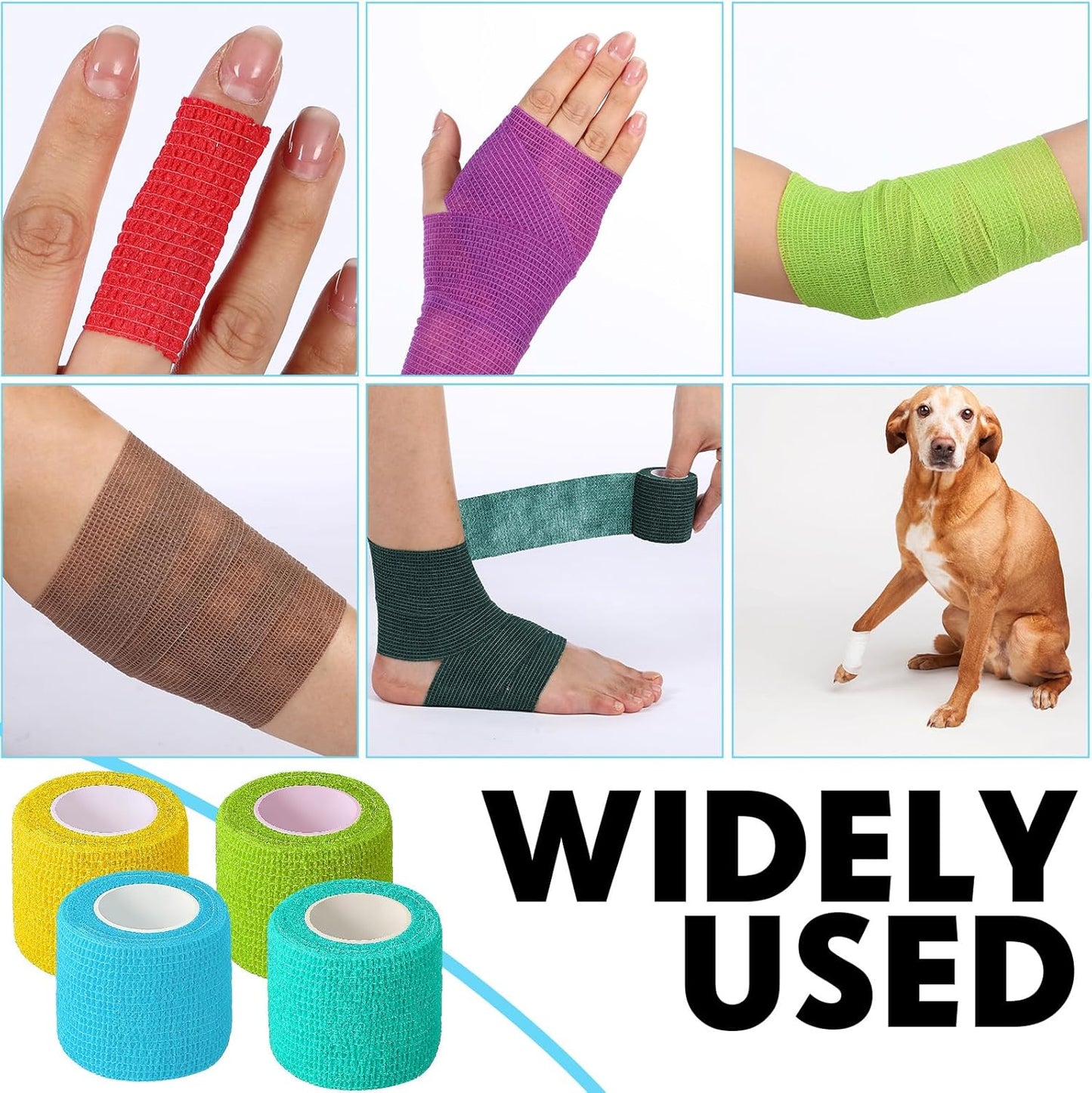 Treela 36 Pcs Self Adherent Bandage 2" X 5 Yard Wrap Breathable Cohesive Bandage Elastic Adhesive Tape for Stretch Athletic Sports Wrist Ankle(Colorful)