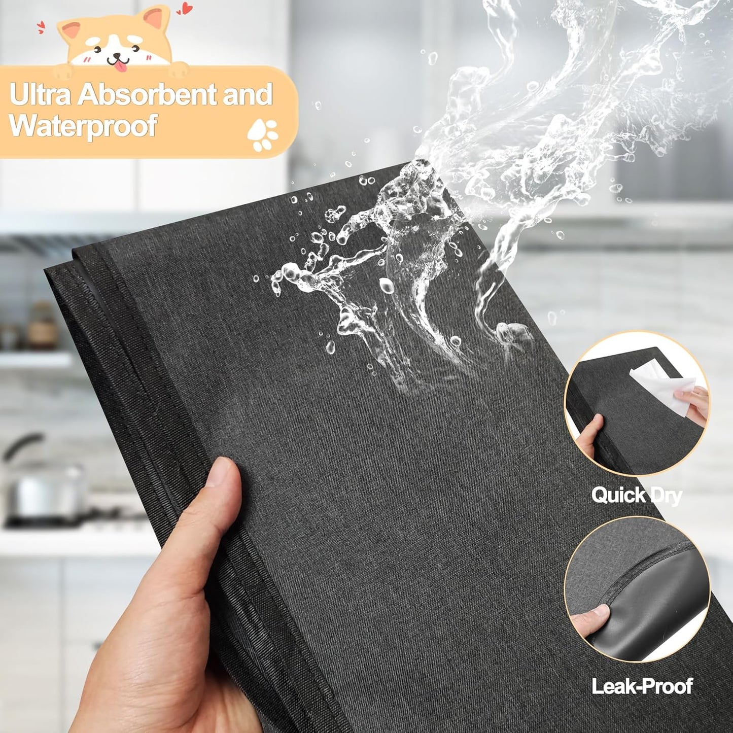 Dog Crate Mat Liner, Washable Pee Pads for Dogs, Absorbs Urine, Non-Slip, Waterproof Under Dog Crate Mat Floor Protector, Protects Floors from Wear and Scratches, (29"x42")