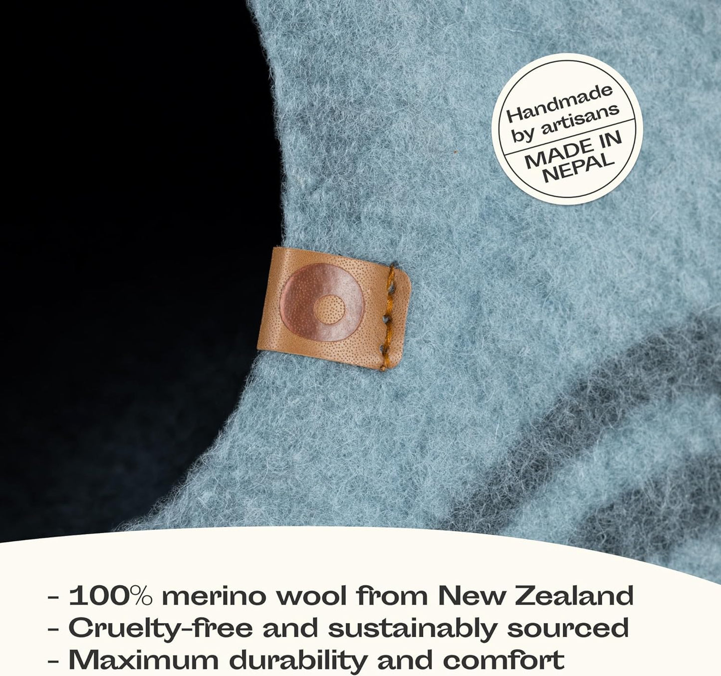 MEOWFIA Cat Cave – Premium Felt Cat Bed for Indoor Cats, Handmade 100% Merino Wool (Aquamarine, Large)