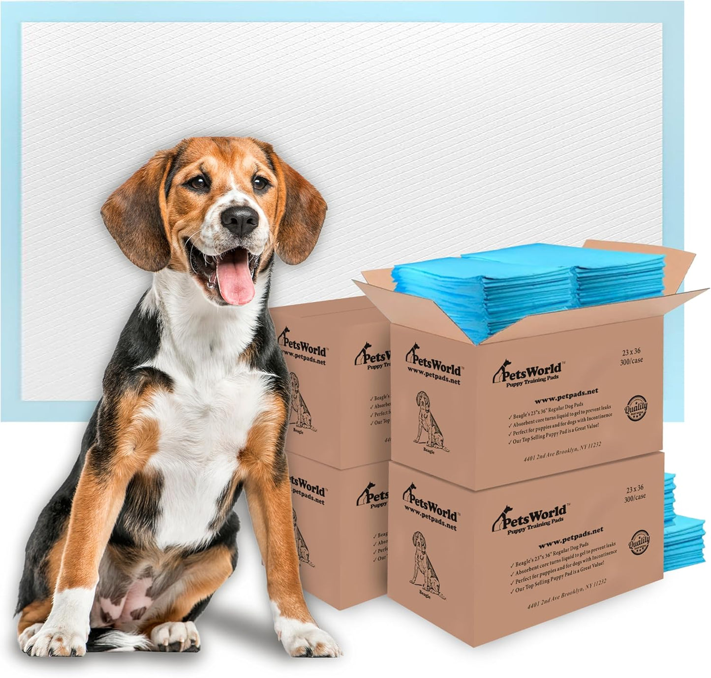 PETSWORLD Puppy Pads, 23x36 Inch, 1200 Count - Puppy Pee Pads for Dogs, Tear Resistant, Economy Value, Super-Absorbent Polymer Gel Core, Perfect for Puppies, Smaller Dogs