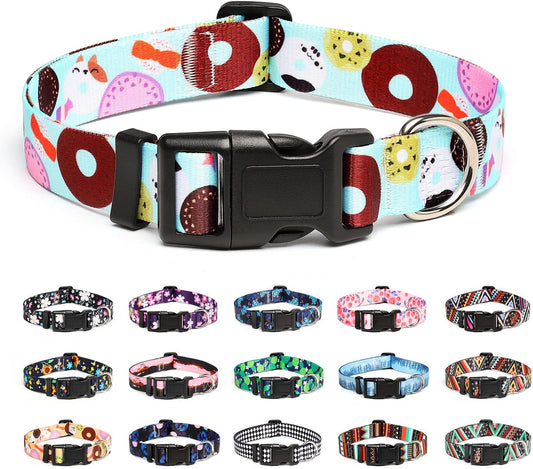Mercano Adjustable Dog Collar - Special Design Patterns, Soft Nylon Comfortable Durable Pet Collar for Small Medium Large Dogs (S, Blue Cookie)