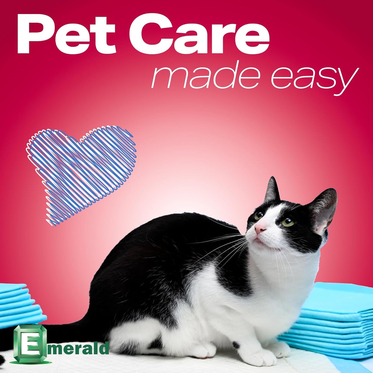 Emerald Incontinence Underpads, 50 Pads, Waterproof Plastic Backing, Highly Absorbent Cotton Fluff, Non-Skid, for Bedwetting, Pets, Seniors