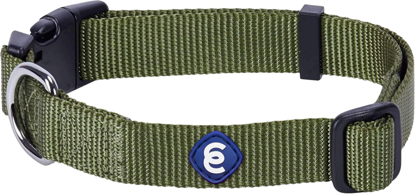 Blueberry Pet Essentials Medium Dog Collar in Military Green | Adjustable & Eco-Friendly Durable Nylon Strap | Classic Collar for Medium Dogs, Boy & Girl Pets