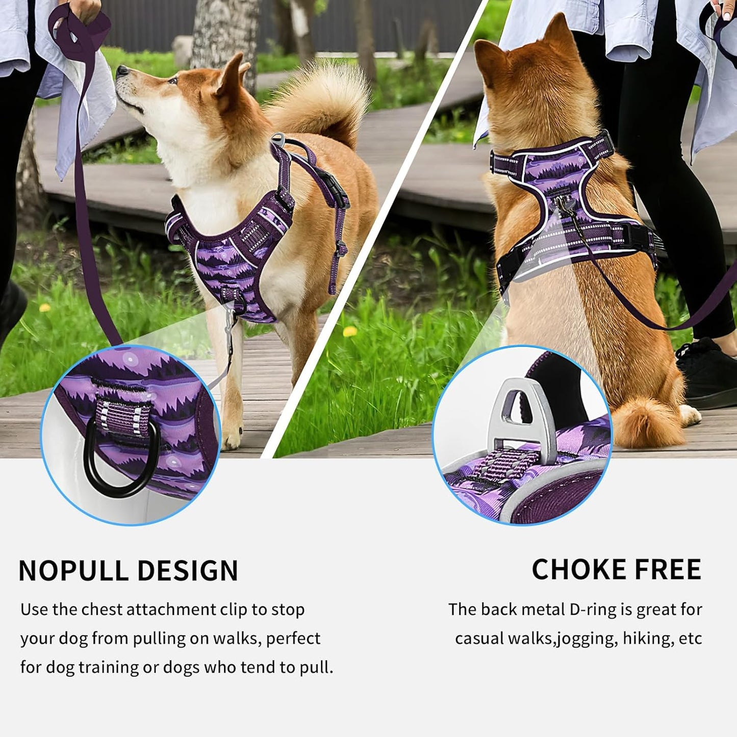 Timos Dog Harness,No-Pull Pet Harness Adjustable Soft Padded Dog Vest,Reflective No-Choke Pet Oxford Vest with Easy Control Handle for X-Large Dogs,Moon Night,XL