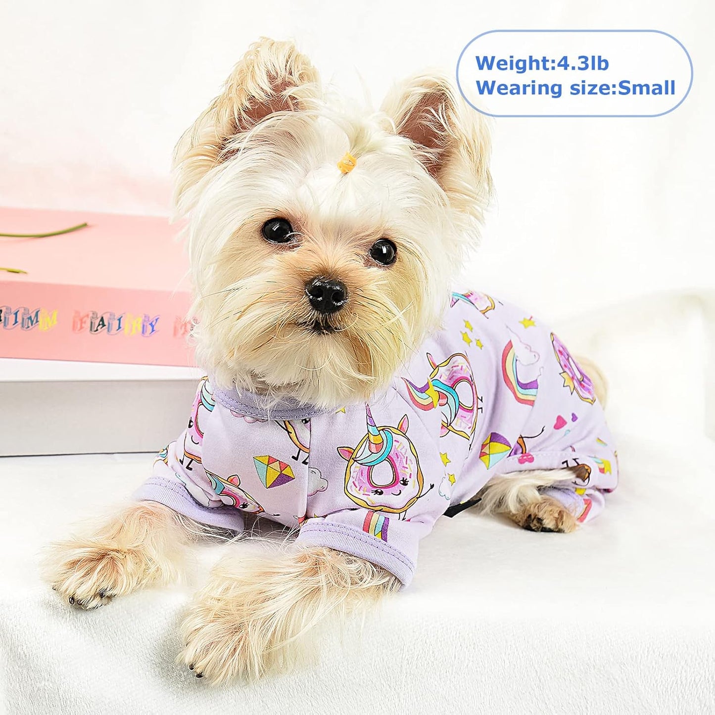 Dog Pajamas Pjs Summer Fall Dog Clothes for Small Dogs Girl - Boy - Medium Size Dogs, Soft Stretchy Puppy Clothes Doggie Onesies Cat Pet Jammies Outfit (Donut Purple, X-Large)