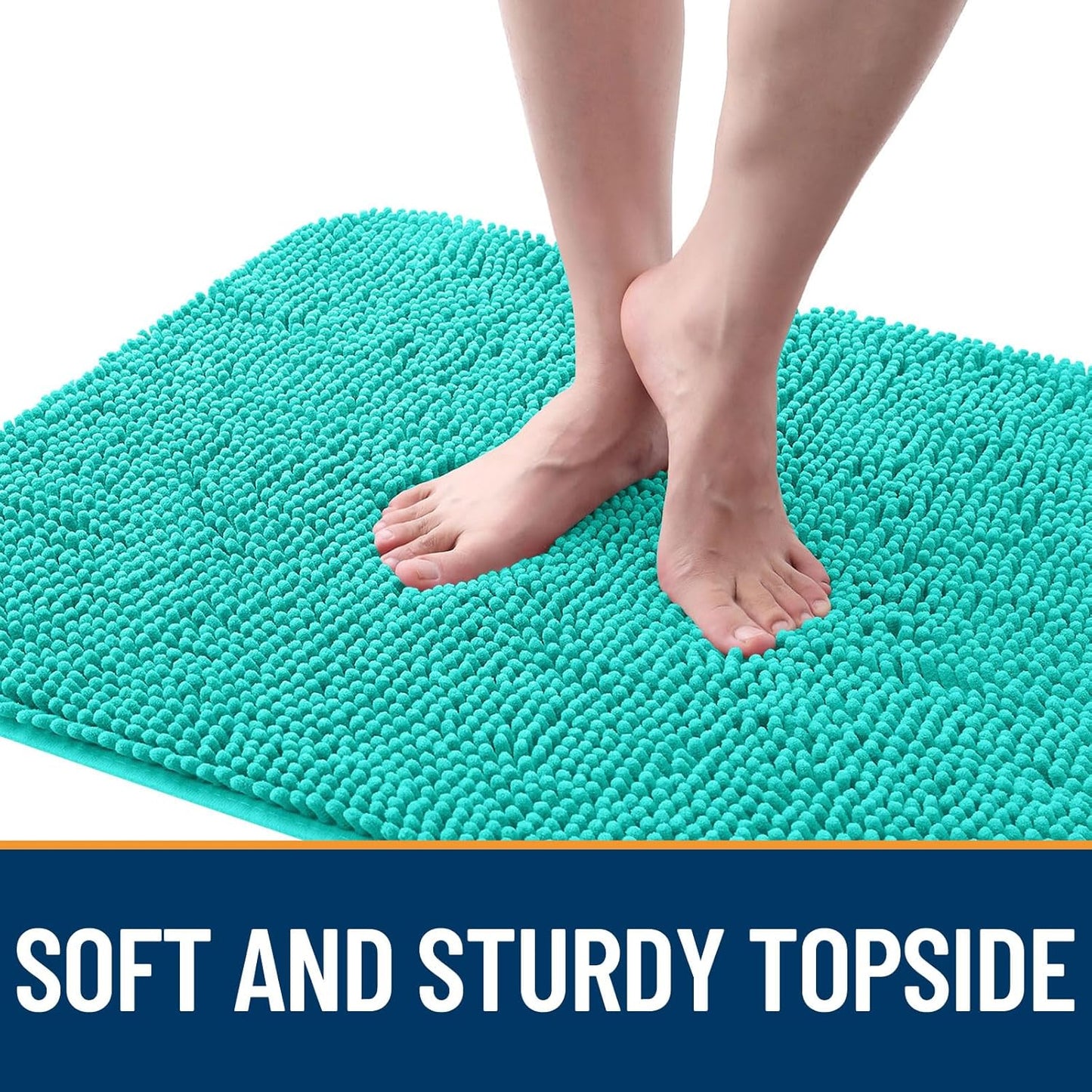 OLANLY Dog Door Mat for Muddy Paws 47x32, Absorbs Moisture and Dirt, Absorbent Non-Slip Washable Doormat, Quick Dry Chenille Mud Mat for Dogs, Entry Indoor Entryway Carpet for Inside Floor, Teal