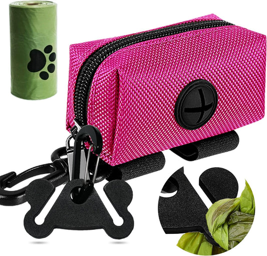 Dog Poop Bag Holder for Leash Attachment Dog Poop Bag Dispenser Dog Waste Bag Dispensers Dog Poop Bag Holders Fit Dog Leash Accessory With Hand Free Holder Carriers (Black) Pink