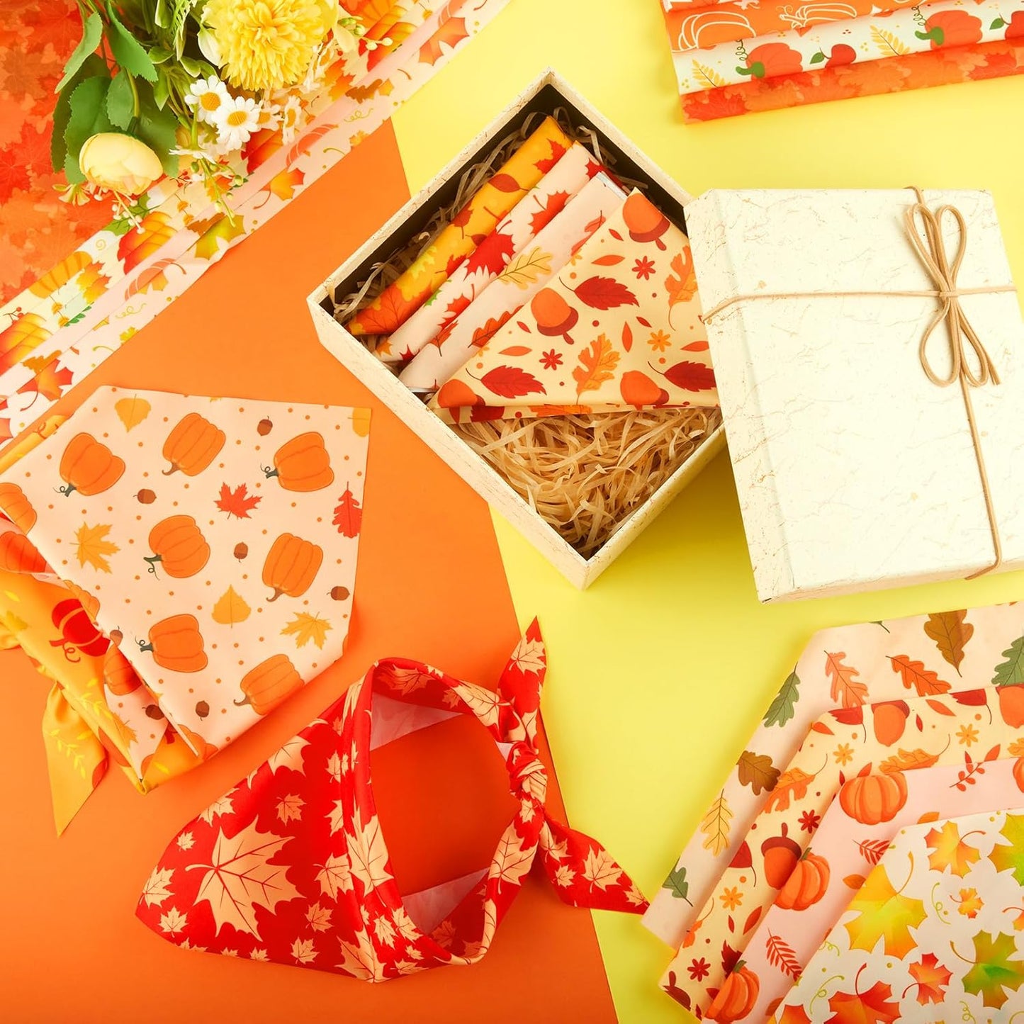 500 Pcs Fall Bandanas for Dogs Autumn Dog Bandanas with Maple Leaves Pumpkin Patterns Soft Bibs Adjustable Triangle Doggie Scarf for Small Medium Large Pet Costume 25.6 x 17.7 x 17.7 Inch