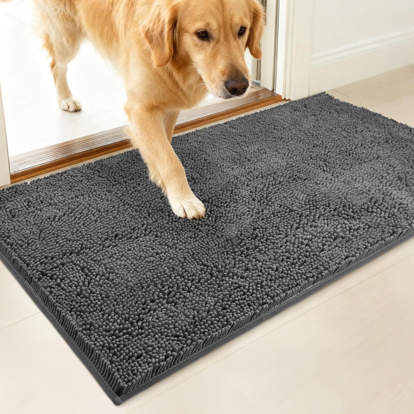 Dog Door Mat Indoor Entrance, 60" x 30" Absorbent Quick-Drying Mud Rugs, Non-Slip Door Rugs for Entryway Indoor Washable, Soft Chenille Dog Mat for Muddy Paws
