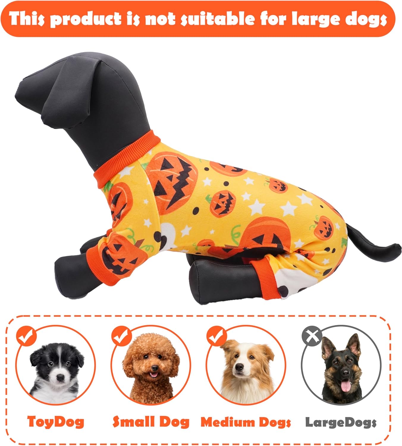 PET SHOW 4 Pack Halloween Small Dog Pajamas for Doggie Puppy Cats Kitten Onesies Pumpkin Ghost Soft Fleece Stretchy Jumpsuit Costume Boy Girl Pets PJs with Sleeve Clothes(XS)