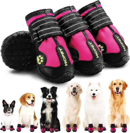 Hcpet Dog Shoes, Dog Boots for Small Dogs, Waterproof Medium Dog Booties Paw Protector for Summer Hot Pavement, Winter Snowy Day, Outdoor Walking, Indoor Hardfloors Anti Slip Sole Pink Size 2