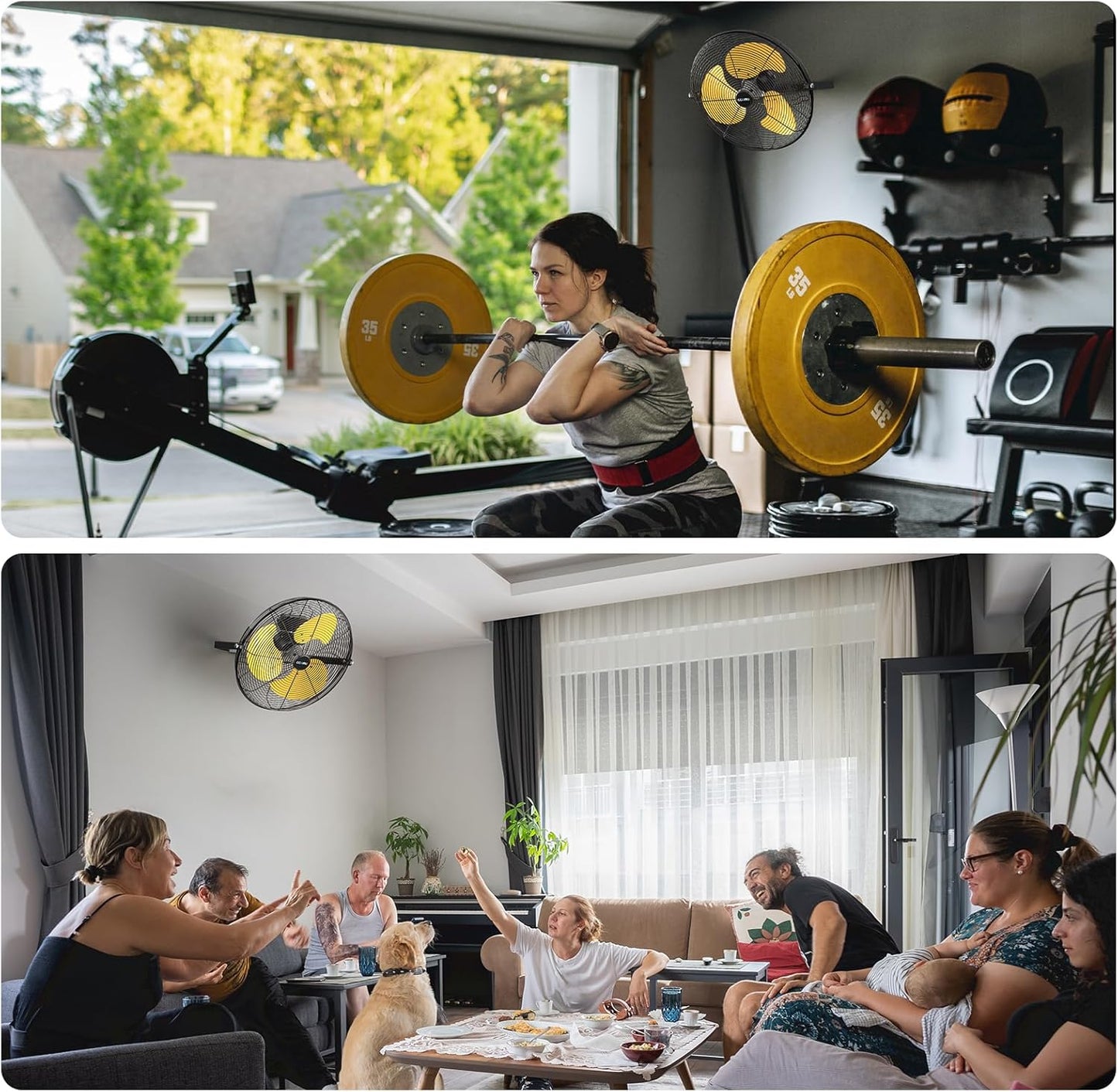 2800 CFM 12" Industrial Wall Mount Fan with 2 Pack, High Velocity 3-Speed Metal Wall Mounted Fan with powerful Motor Covered Patio, Greenhouse, Gazebo, UL Listed