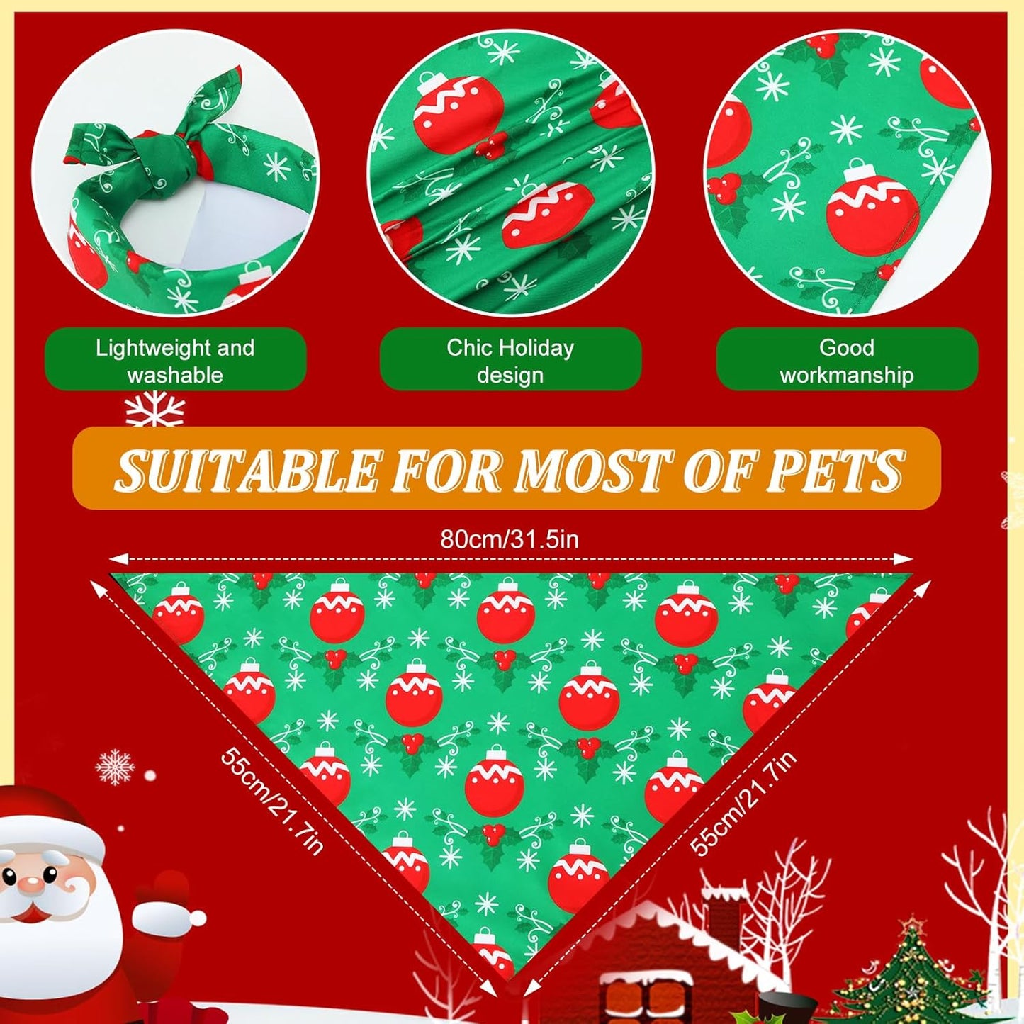 Abbylike 50 Pcs Christmas Dog Bandanas Bulk Xmas Bandanas for Dogs Triangle Kerchief Bibs Scarf Set for Pet Xmas Costume Photo Props Accessories Pet Shops Grooming, 25 Styles (31.5 x 21.7 x 21.7)