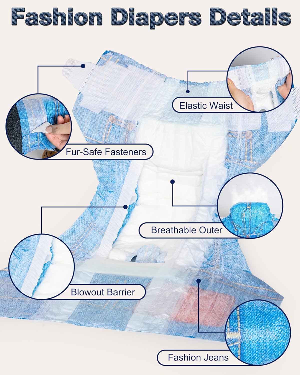 Pet Soft Dog Diapers Female, Disposable Dog Diapers, Cat Diaper for Female Cats, Puppy Diaper 16pcs XSmall