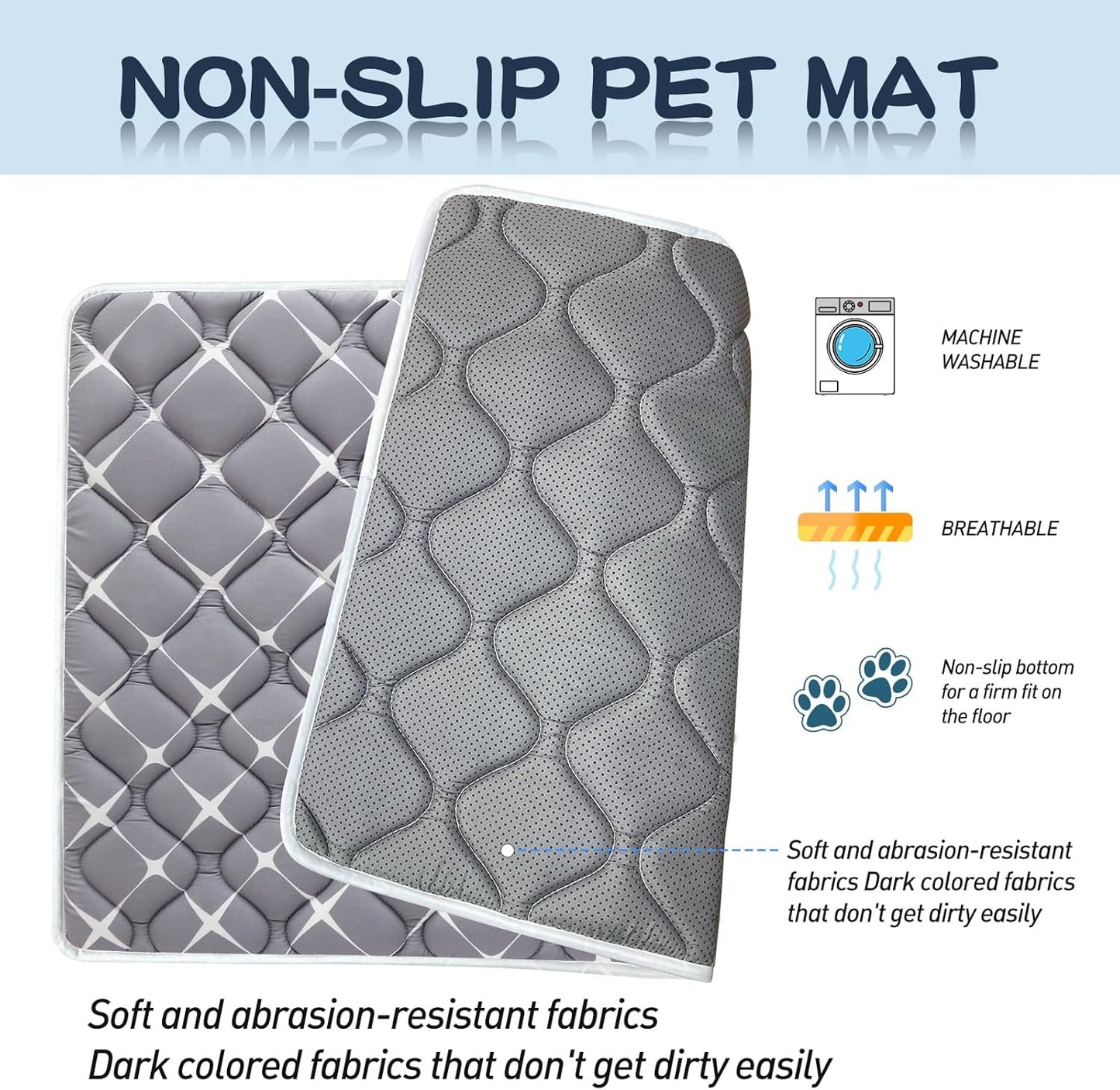 Bubble bear Dog Crate Mat - Ultra Soft, Washable & Anti-Slip Kennel Pad for Small/Medium/Large Dogs, Dark-Hued to Hide Stains (42"x28")