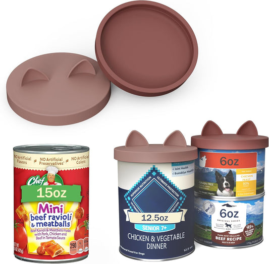 OHMO 2 Pack Pet Food Can Lids, (12.5-14oz) BPA Free Silicone Covers for Cat and Dog Food Cans, Mars&Coral