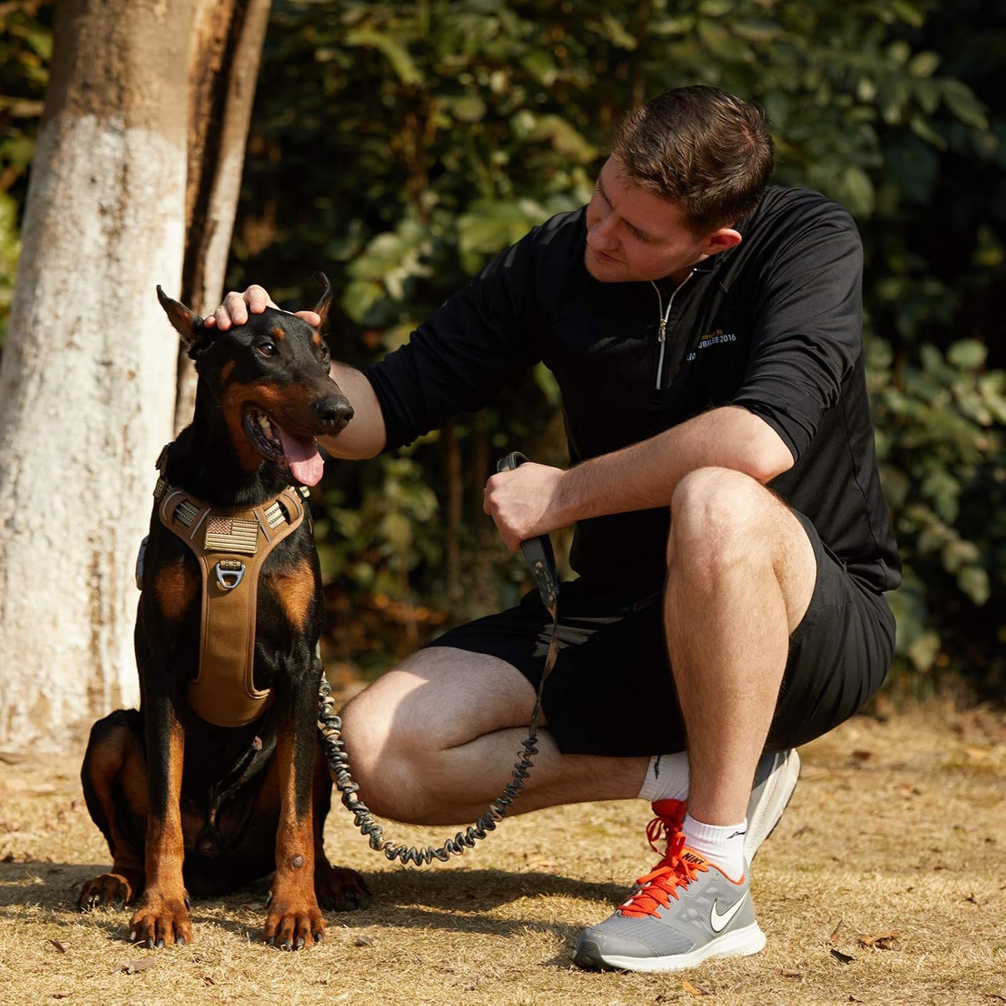 BUMBIN Tactical Dog Harness for Large Dogs No Pull, Famous TIK Tok No Pull, Fit Smart Reflective Pet Walking Harness for Training, Adjustable Dog Vest Harness with Handle Brown L