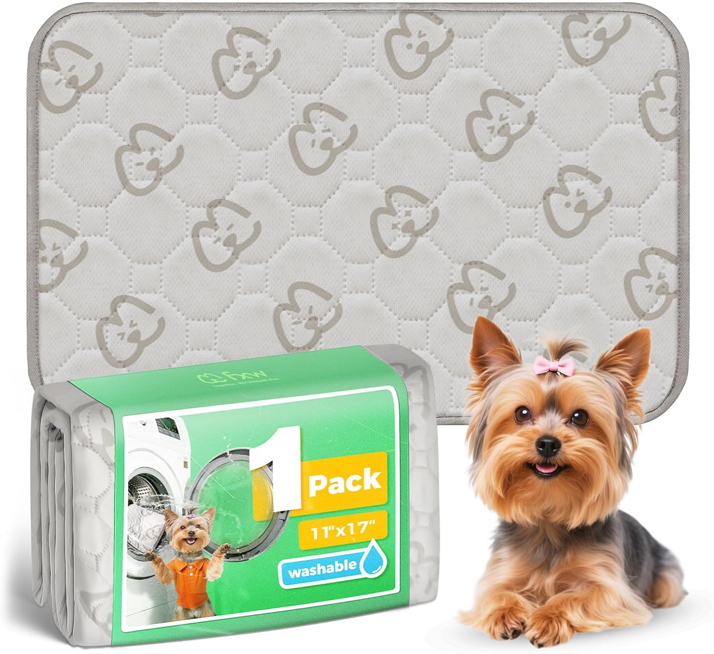 FXW Washable Pee Pads for Dogs, Puppy Pads with Super Absorbent, Specifically Designed for 18inch Cages, 17" × 11" Rectangle, Khaki, 1 Pack