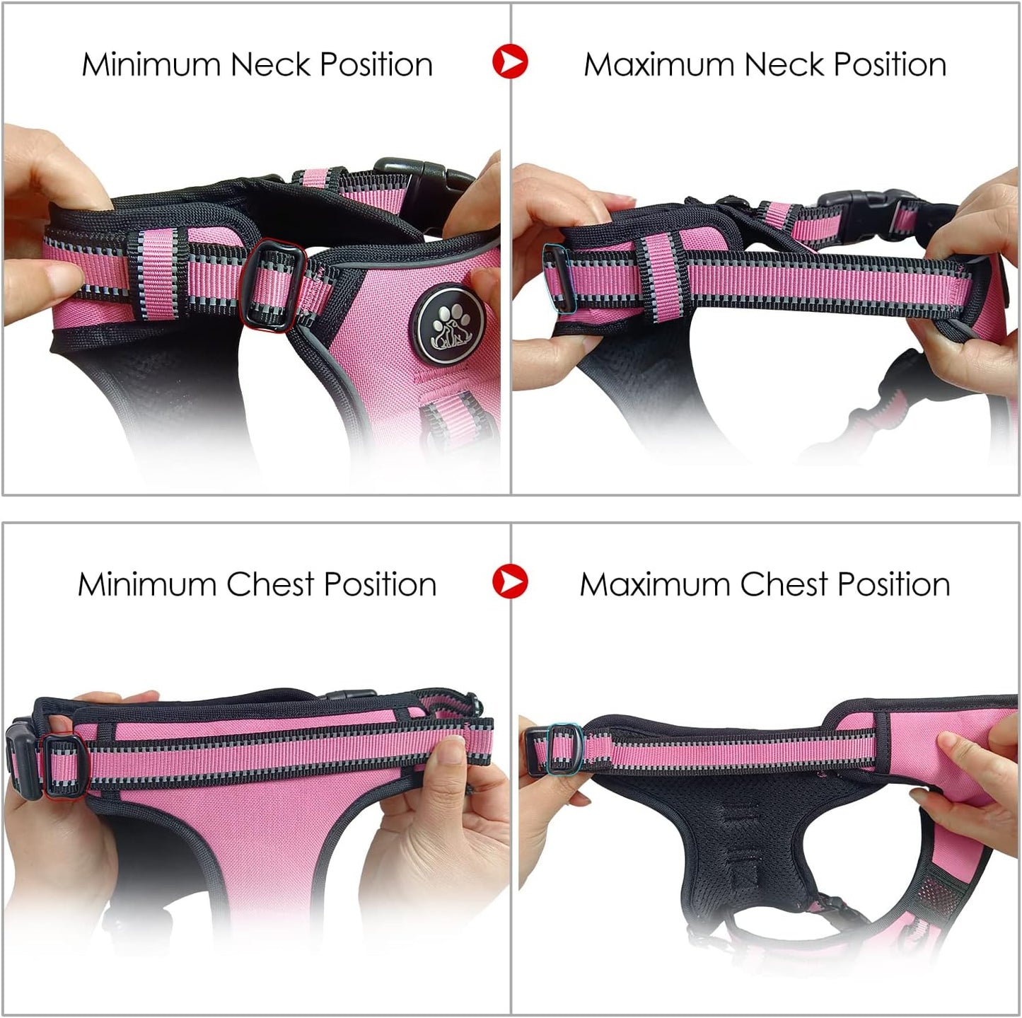 NESTROAD No Pull Dog Harness,Adjustable Oxford Dog Vest Harness with Leash,Reflective No-Choke Pet Harness with Easy Control Soft Handle for Small Dogs(X-Small,Pink)