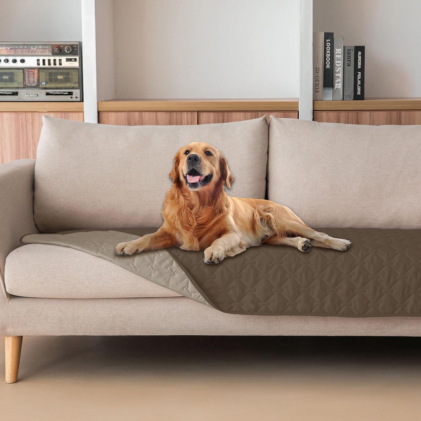 gogobunny 100% Double Sided Waterproof Dog Blanket Soft Pet Bed Cover Reversible Protect Furniture Couch Sofa Car for Puppy Cat Kids (Dark Walnut/Light Walnut, 30x90 Inch (Pack of 1))
