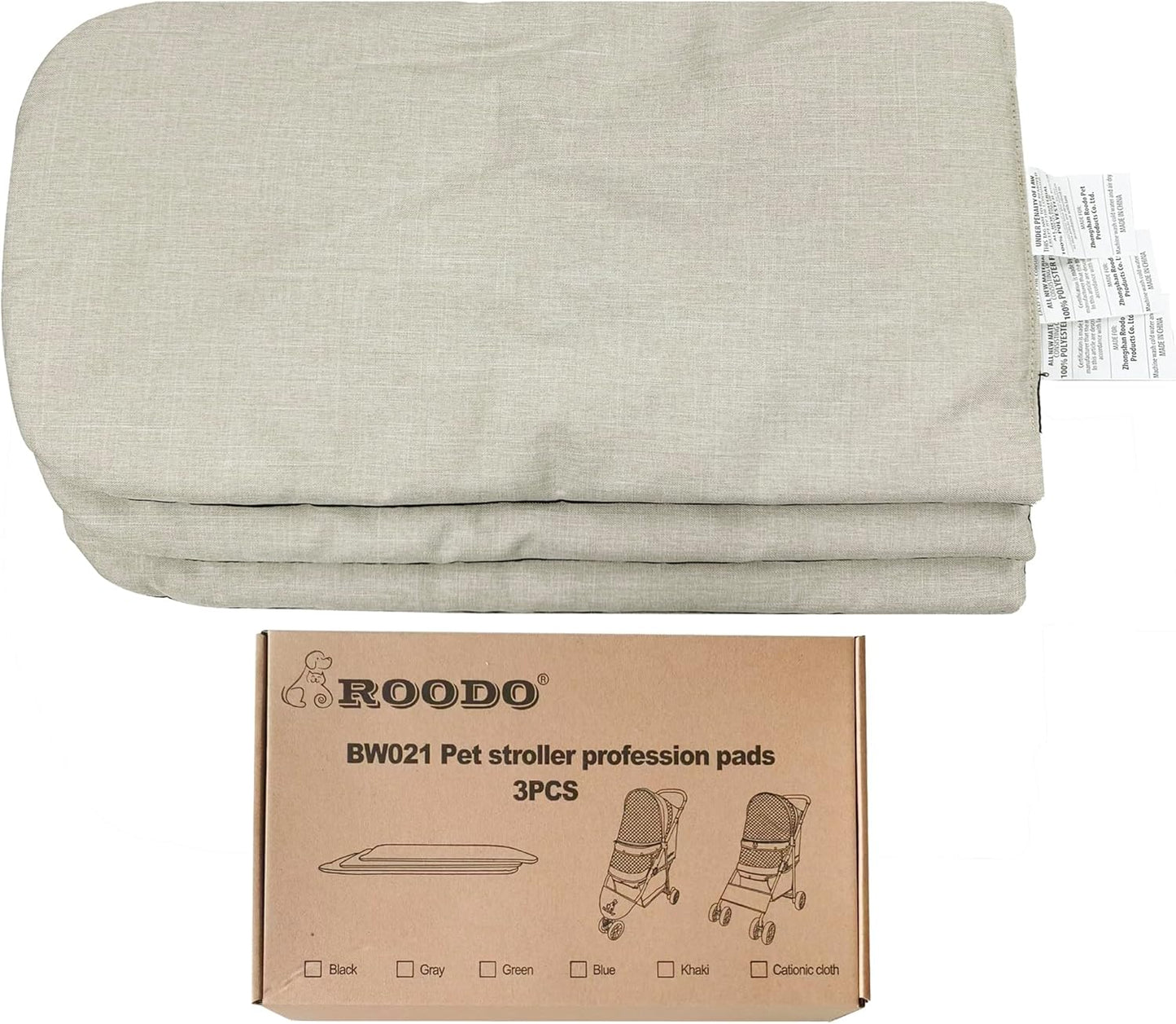 ROODO Pet Stroller Inner Pad for Exclusive Use,Original,Replaceable,Easy to Clean,Set of 3 pc(Light Khaki)