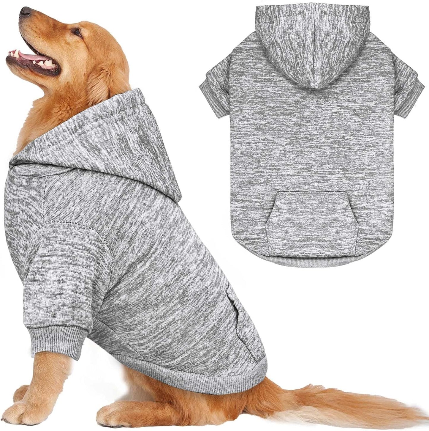 Dog Sweaters for Large Dogs Hoodie Fleece Dog Sweater Soft Clothes Sweatshirt with Pocket Hoodie for Large Dogs(Grey&XXL)