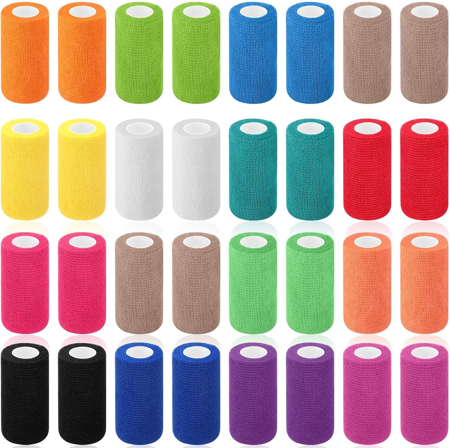 Treela 36 Pcs Self Adherent Bandage 4" X 5 Yard Wrap Breathable Cohesive Bandage Elastic Adhesive Tape for Stretch Athletic Sports Wrist Ankle(Refreshing Color)