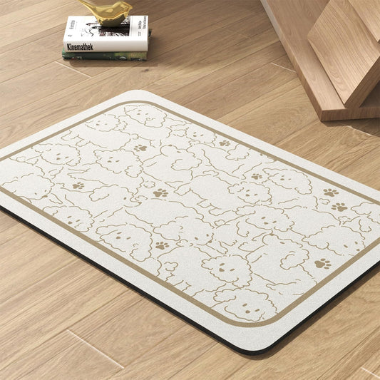 Pet Feeding Mat-Absorbent Dog Mat for Food and Water Bowl-No Stains Quick Dry Water Dispenser Mat-Dog Accessories Pet Supplies-Bowl for Messy Drinkers（FRAMEDOGS,12"x19"