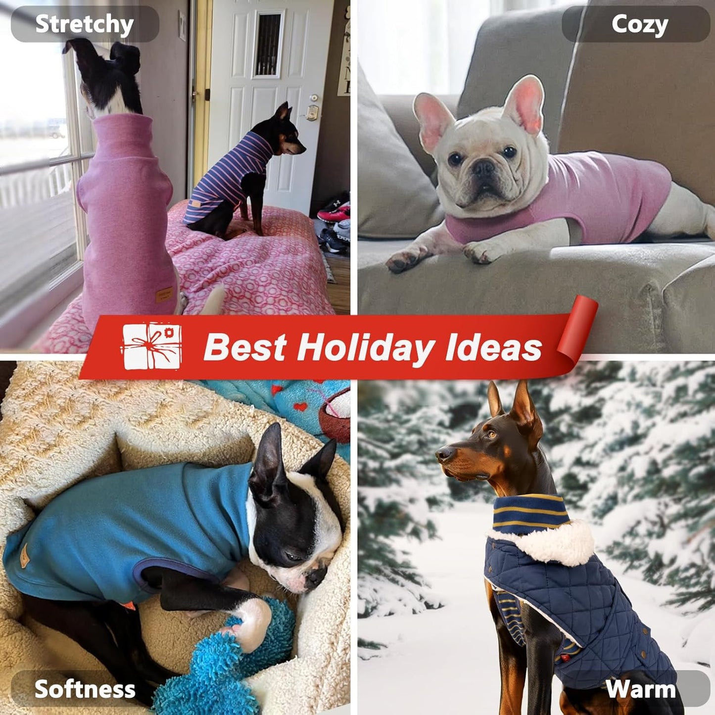 KYEESE 2Pack Dog Sweater Pullover Dog Sweaters for Small Dogs Male Warm Pet Coats Stretchy Dachshund Clothes Soft Pet Sweatshirt Turtleneck Dogs Clothes