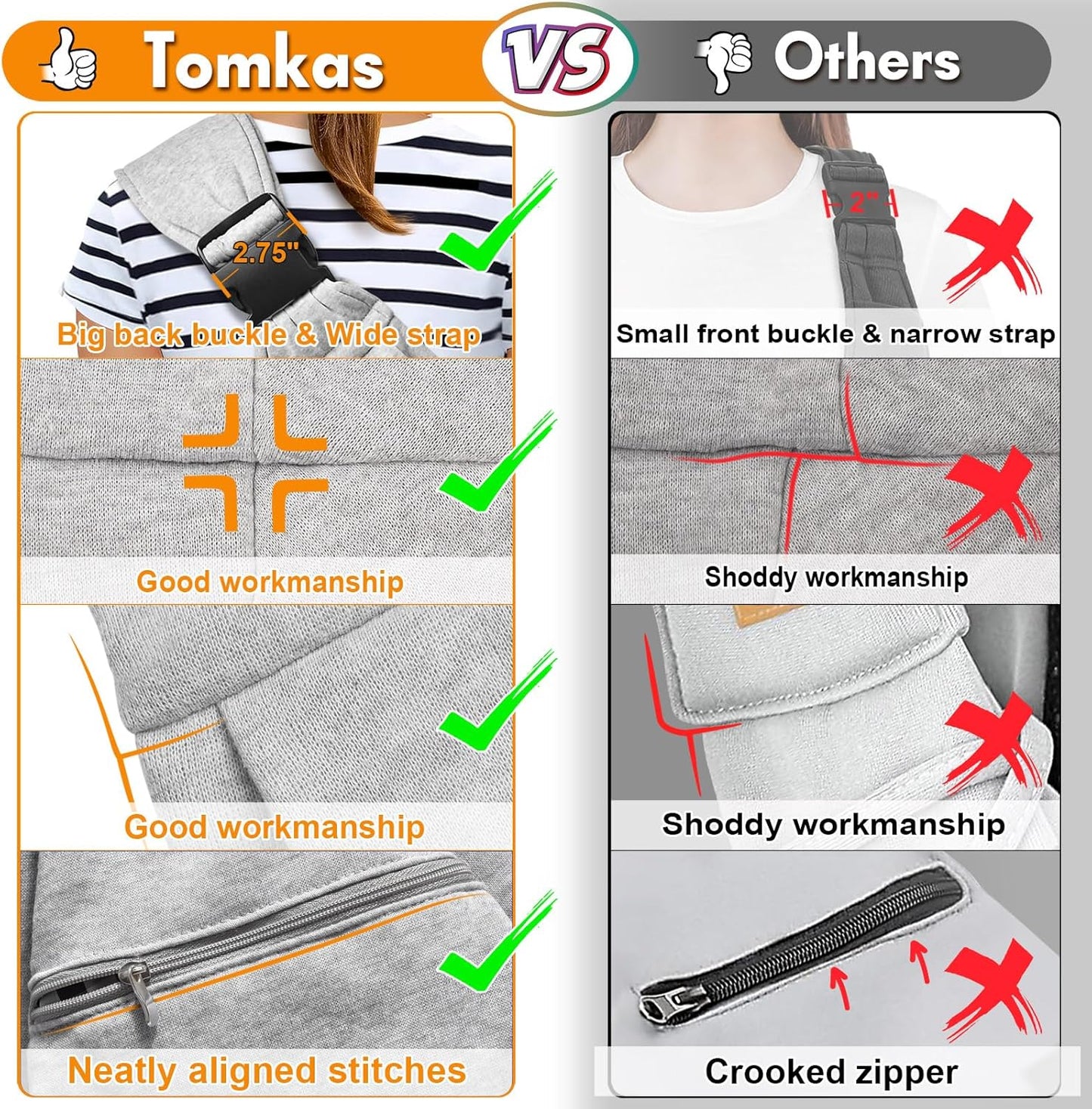 Tomkas Dog Sling Carrier for Small Dogs Puppy Carrier for Small Dogs (Grey, for Pets Weight 2-7 lbs)