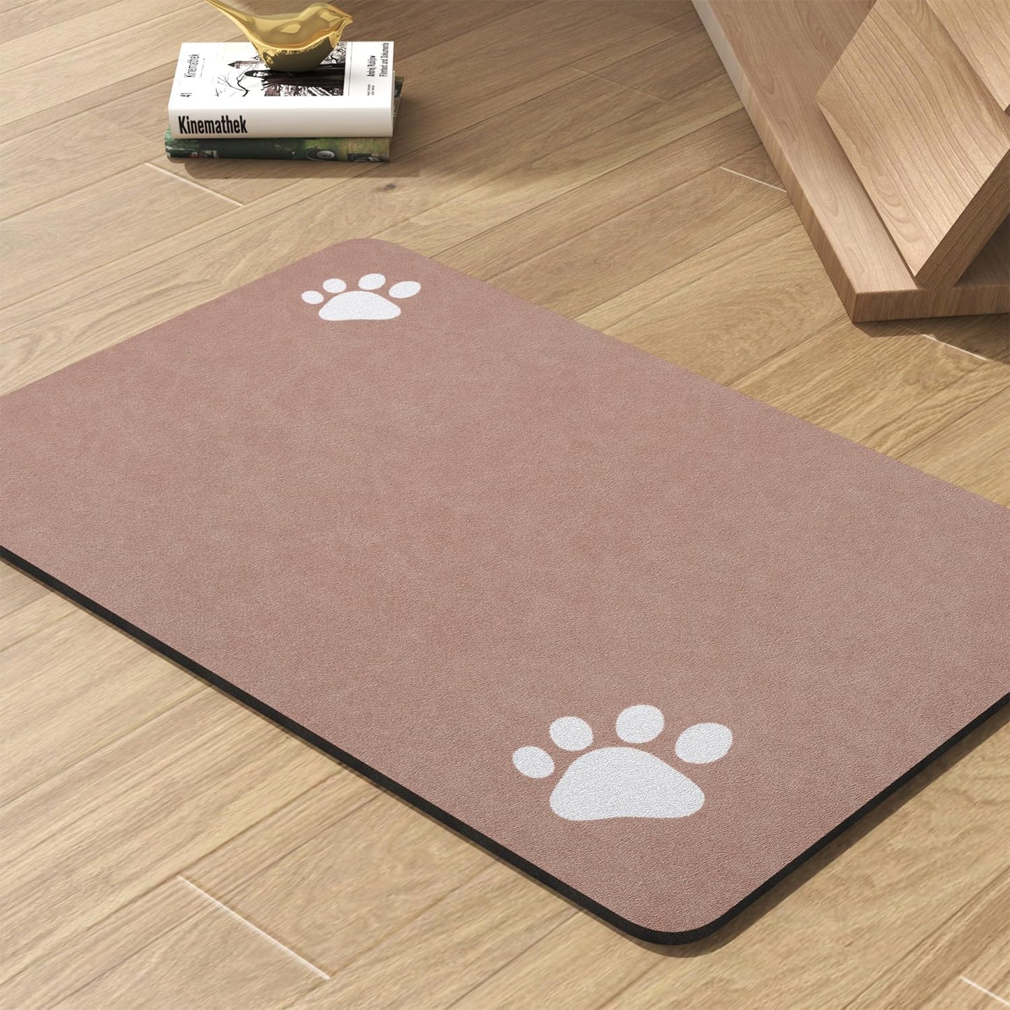 Pet Feeding Mat-Absorbent Dog Mat for Food and Water Bowl-No Stains Quick Dry Water Dispenser Mat-Dog Accessories Pet Supplies-Bowl for Messy Drinkers（Dusty Pink,17"x34"