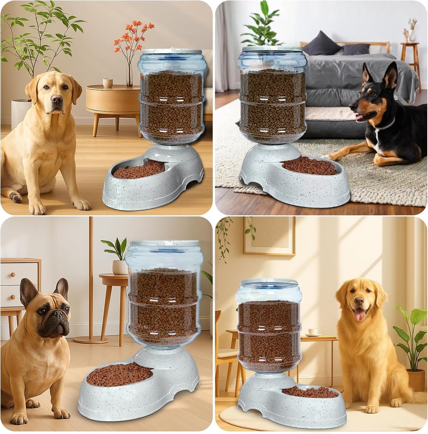 Kenond Automatic Dog Feeders, Gravity Pet Food Dispenser, Large Cat Dogs Water Bowl, 3 Gallon