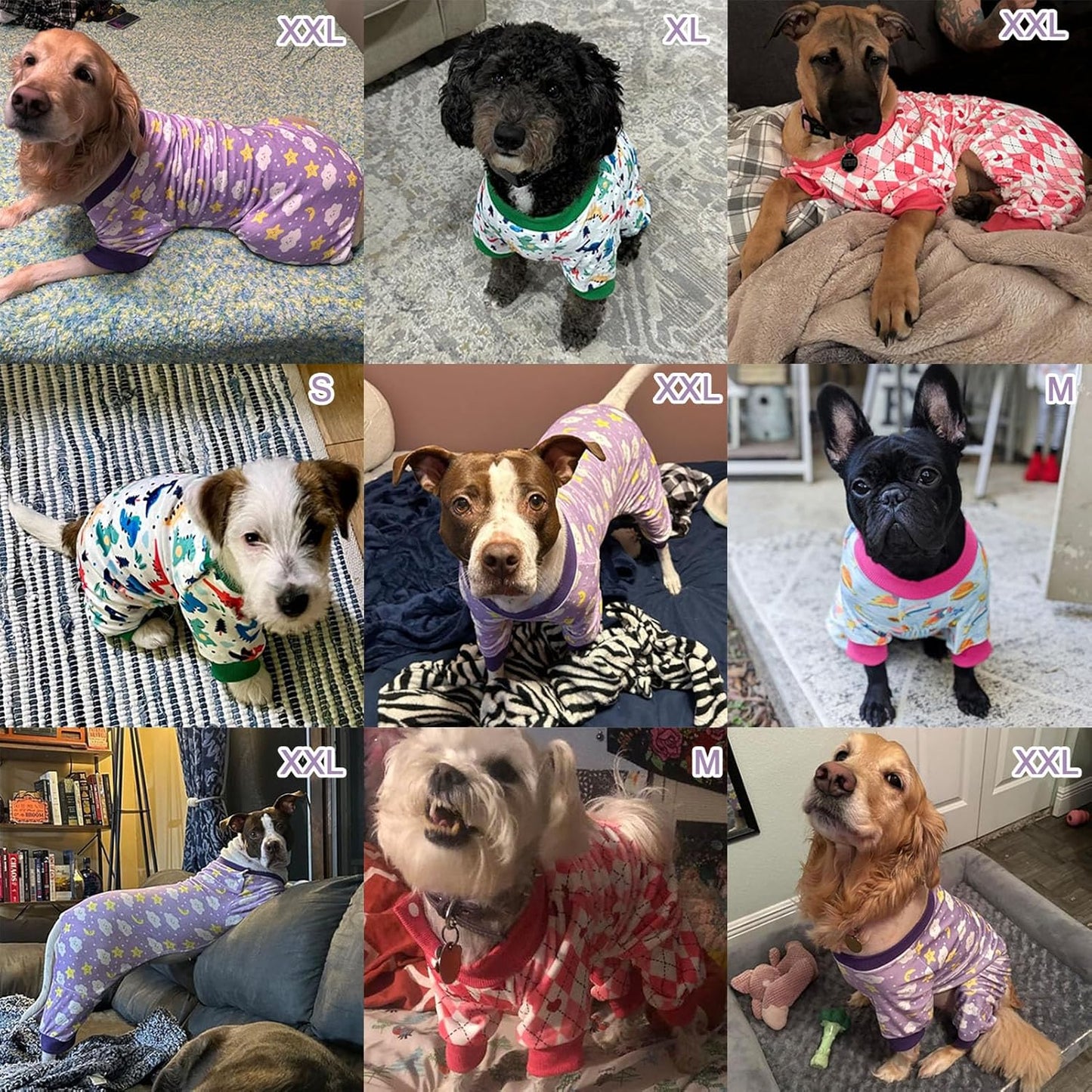 BEAUTYZOO Dog Pajamas Medium Sized Dog, Summer Doggie Pajamas for Boy Girl, Soft Strechy Cotton Puppy Pjs Jammies Onesies for Men Women, Pet Jumpsuit Body Suit Cat Apparel Clothes, Purple M