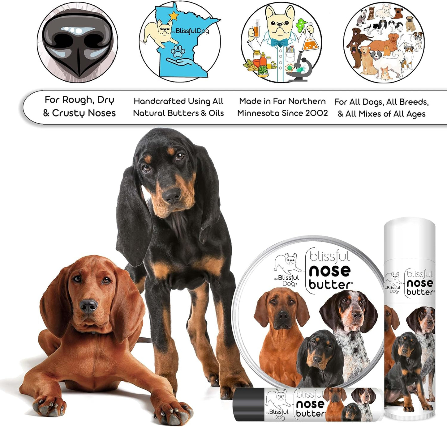 The Blissful Dog Coonhound Unscented Nose Butter, 8-Ounce