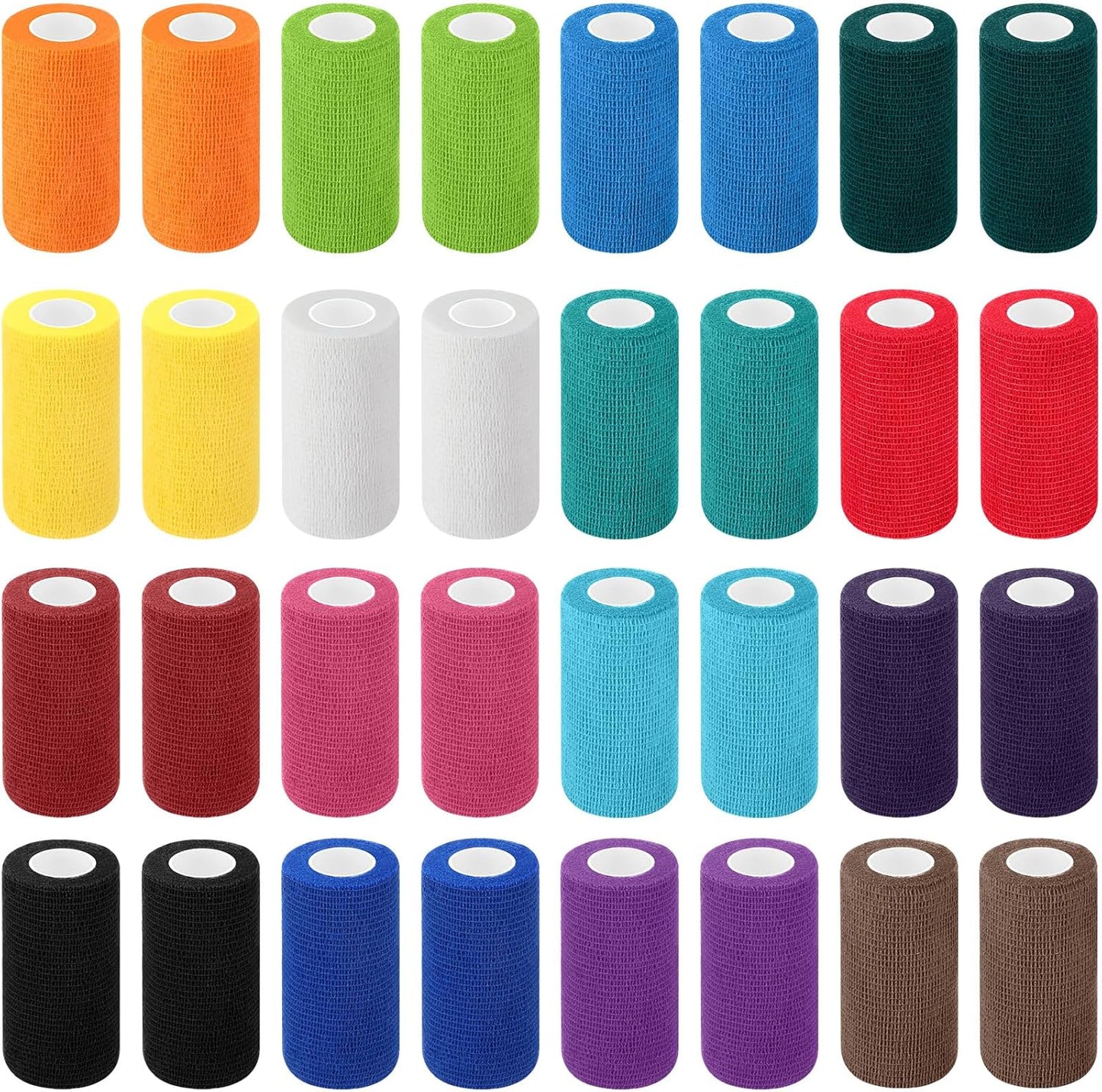 Treela 36 Pcs Self Adherent Bandage 4" X 5 Yard Wrap Breathable Cohesive Bandage Elastic Adhesive Tape for Stretch Athletic Sports Wrist Ankle(Light Color)