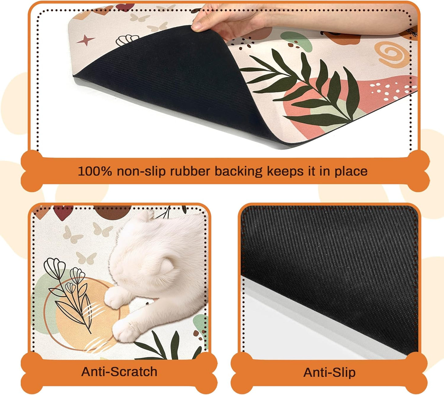 Pet Feeding Mat for Floors Waterproof Dog Mat for Food and Water Absorbent Quick Dry Non Slip mat for Cat Bowls