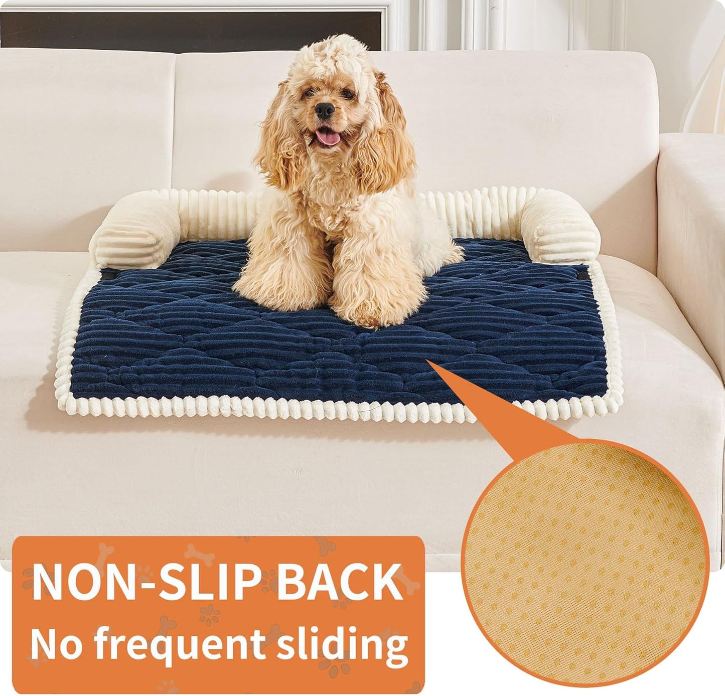 HAOMAIJIA Dog Couch Bed for Large Dogs, Non Slip Pet Couch Covers for Sofa Thick Soft Washable Dog Couch Cover Protector All Seasons Universal Dogs and Cats Bed Mat (Navy Blue, X-Large)