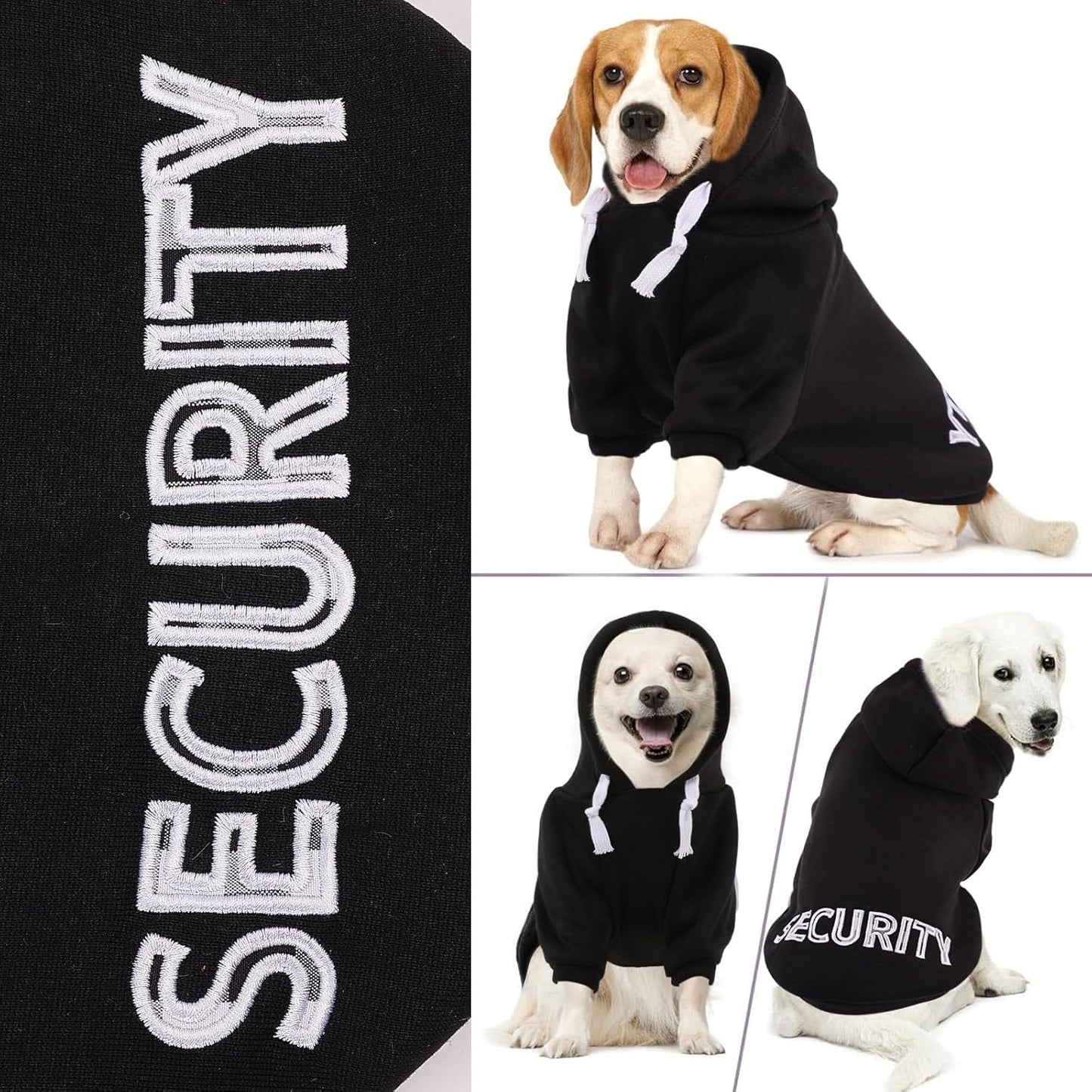 SAWMONG Dog Hoodie,Flannel Pet Hooded Sweater with Hat Puppy Pullover Sweater Shirt,Dog (Security Black,S)