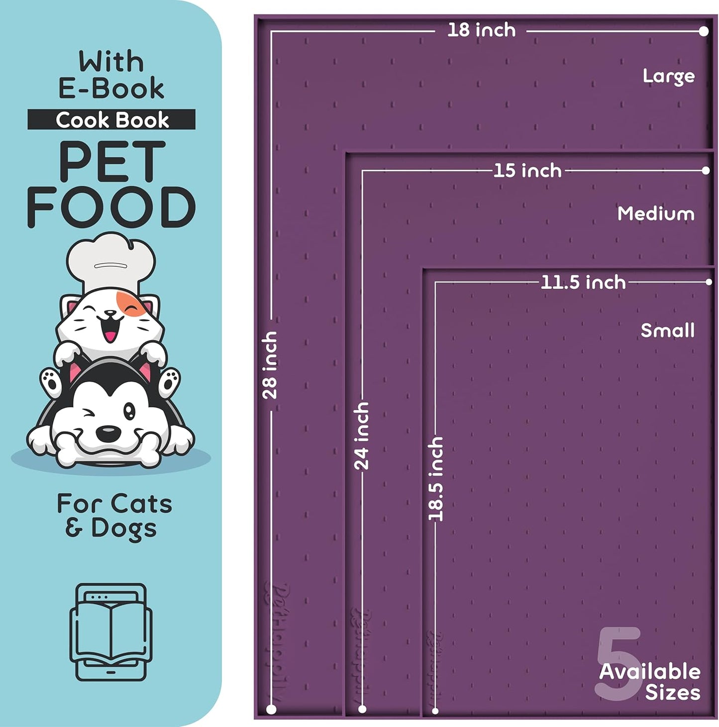 Dog Food Mat - 24x15 Raised Edges Dogs Mat for Food and Water Prevent Spill, Waterproof Cat Food Mats Protect Floors, Easy Clean Dog Bowl Mats for Food and Water, Silicone Pet Feeding Placemats