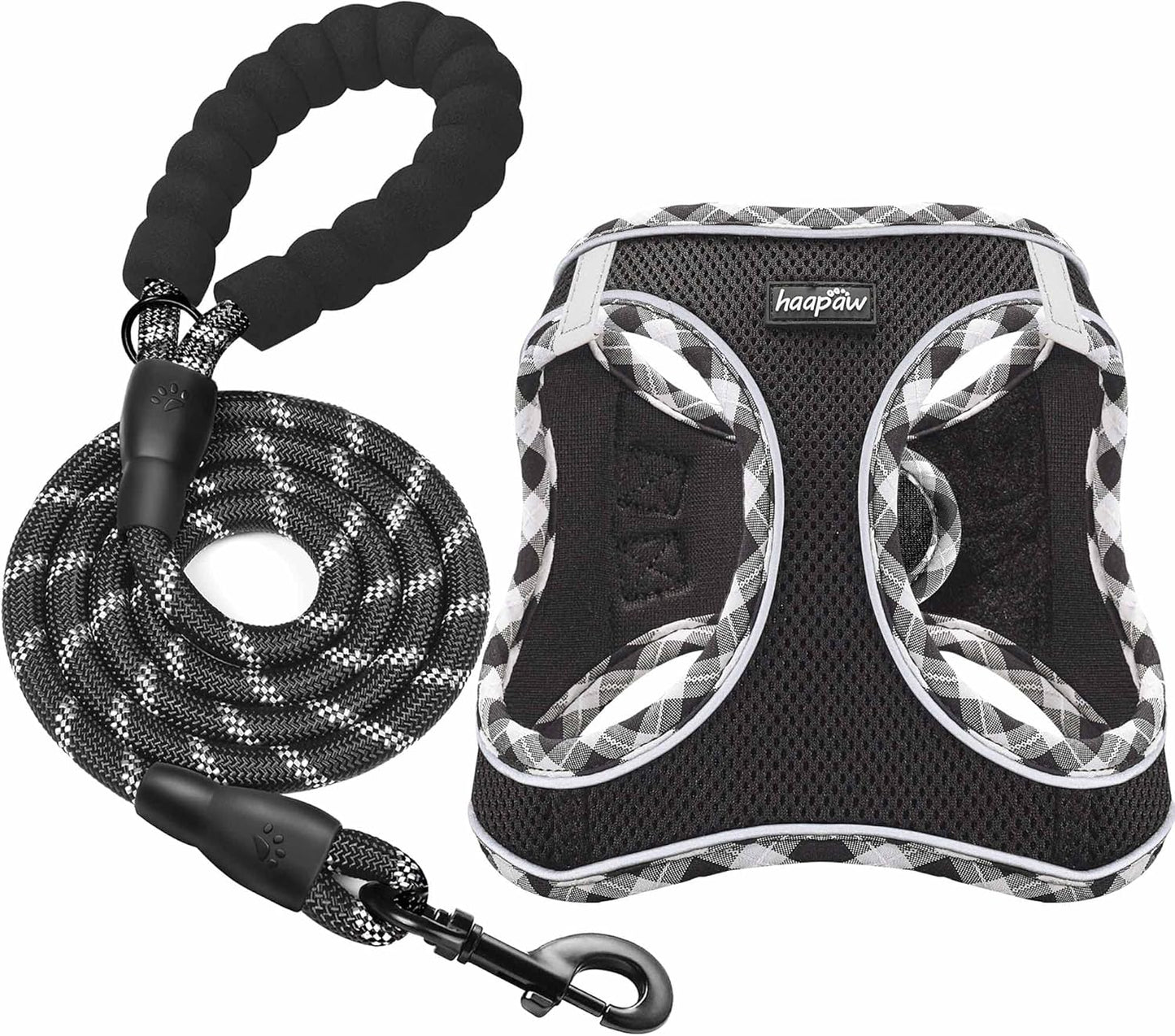 haapaw Dog Harness with Leash Set, No Pull Adjustable Reflective Step-in Puppy Harness with Thickened Padded Vest for Extra-Small/Small Medium Dogs