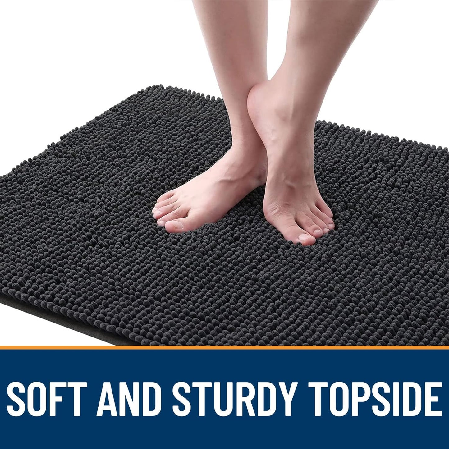 OLANLY Dog Door Mat for Muddy Paws 70x35, Absorbs Moisture and Dirt, Absorbent Non-Slip Washable Doormat, Quick Dry Chenille Mud Mat for Dogs, Entry Indoor Entryway Carpet for Inside Floor, Dark Grey