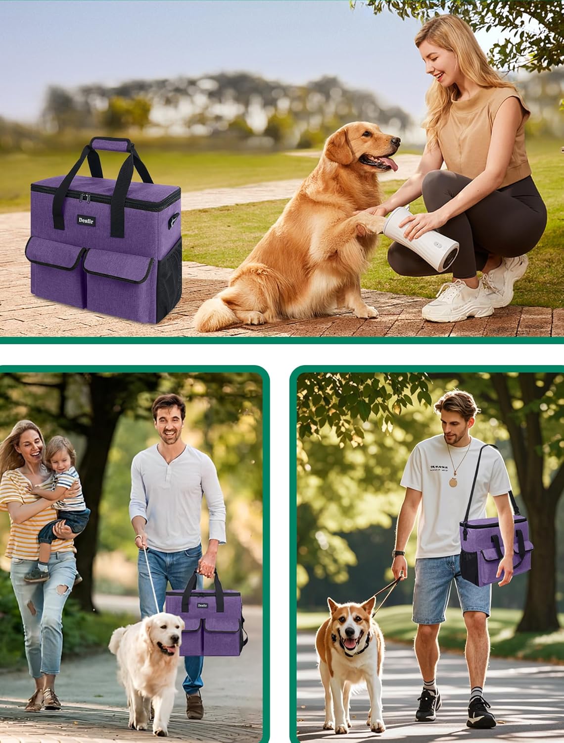 Large Pet Travel Bag Organizer - Dog & Cat Tote with Food Containers, Bowls, Feeding Mat, Perfect for Camping, Hiking (Multi-Pocket Design)