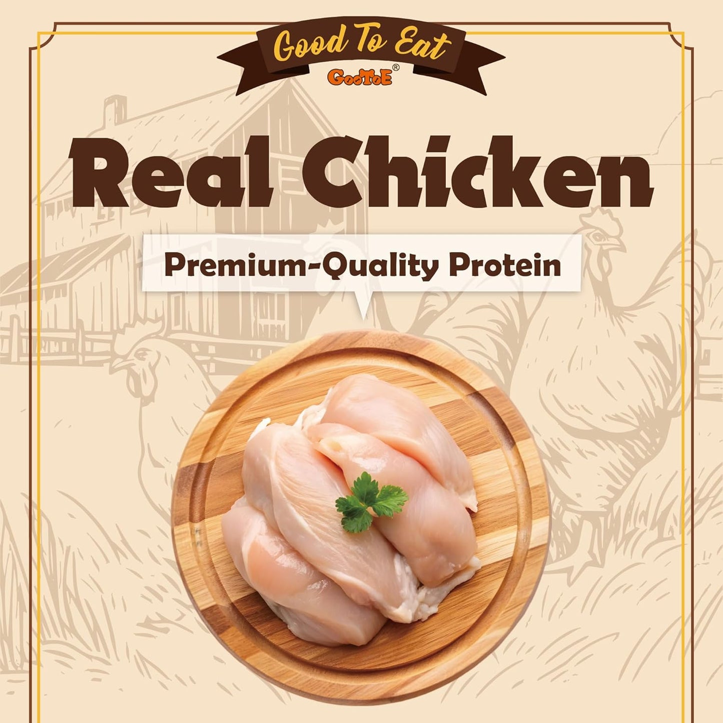 Gootoe Chicken Breast Jerky Dog Treats 1 lb, All Natural, Grain-Free, High-Protein, Low Fat, Healthy & Easily Digestible